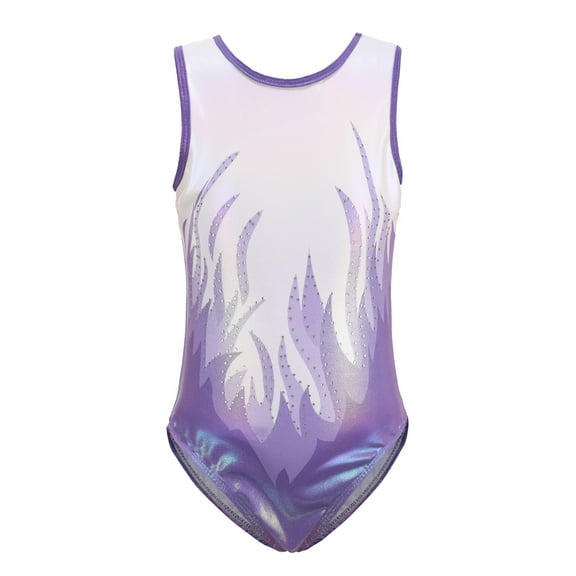 EFINNY 5-14Y Sleeveless Shiny Gymnastics Sport Training Dancewear Ballet Leotards For Little Girls