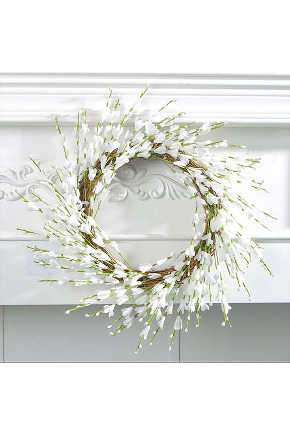 Artificial Spring Summer Wreath,Forsythia Wreath for Front Door Outdoor Indoor Home Farmhouse Wedding Decoration