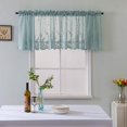 thumbnail image 1 of EFINNY Blue Lace Short Curtain for Kitchen Window Jacquard Floral Sheer Curtain Valance for Small Window Rod Pocket Top Tulle 1 Piece, 1 of 7