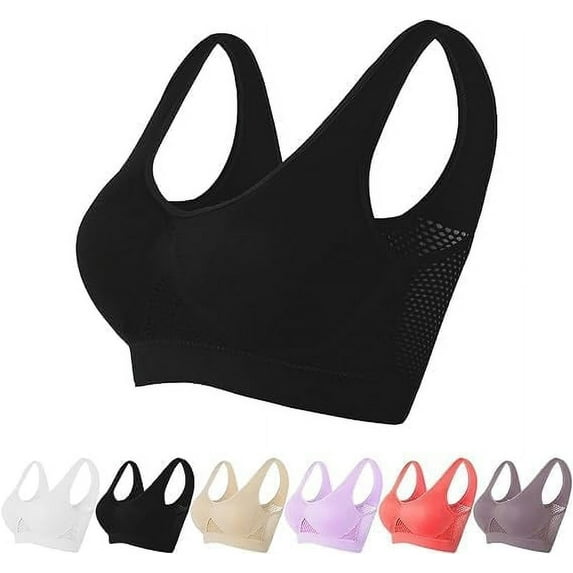 EFINNY Breathable Cool Liftup Air Bra,Padded Sports Bra for Women,Womens Underwear Breathable Large Size Snug Bras No Steel Ring