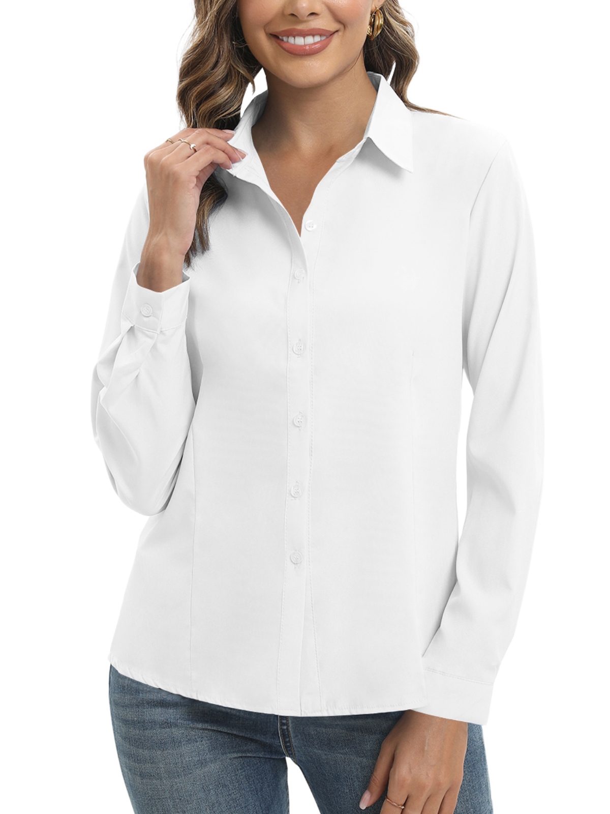 EFINNY Button Down Shirts for Women Long Sleeve Office Casual Business ...