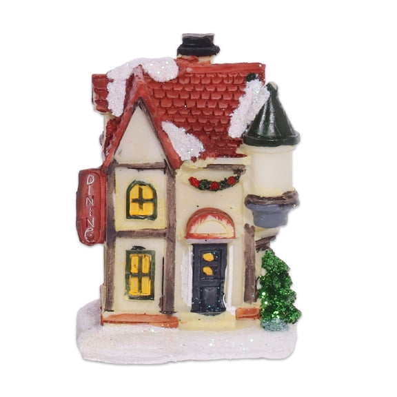 EFINNY Christmas Cottage LED Holiday Light Figurines Resin Lighted Indoor Decoration Houses Village Cottage for Festive Decorations Christmas Festive Fiber Optic for Table Top Decoration
