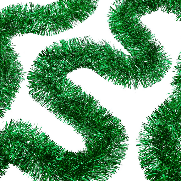 EFINNY Decorated Artificial Garland, Tinsel Green