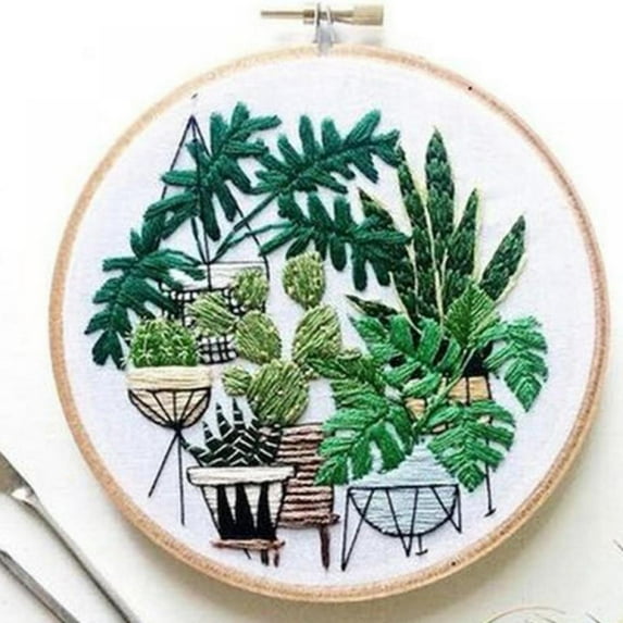 Norbi Embroidery Starters Kit with Pattern for Beginners Adults, Full Range of Stamped Cross Stitch Kit Set with Embroidery Hoop Cloth Thread Needlepoint Kit Floral Series