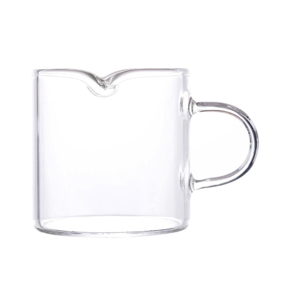 EFINNY Espresso Shot Glass 3.4 oz/100 ml Double Spouts Milk Cup with Pouring Handle Clear Glass Round Beaker for Bar Party Wine Cocktail Drink Milk Shake Coffee