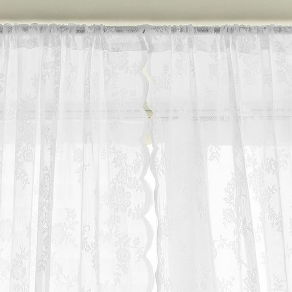 EFINNY Floral Lace Sheer Bedroom Curtains Rod Pocket Window Voile Sheer Drapes Curtains, 75 x 100 cm