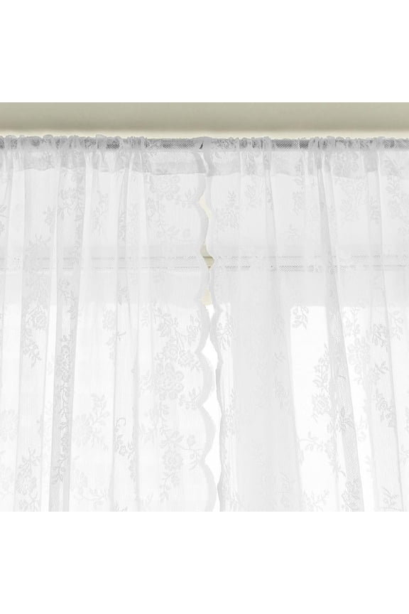 Floral Lace Sheer Bedroom Curtains Rod Pocket Window Voile Sheer Drapes Curtains, 75 x 100 cm