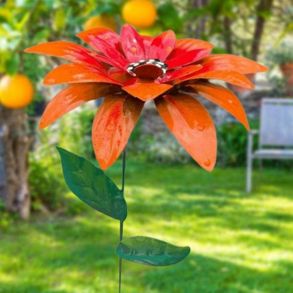 EFINNY Flower Garden Stakes Decor, Outdoor Metal Colorful Sunflowers Daisy Shaking Head Yard Art, Rust Proof Metal Flower Stick, Indoor Outdoor Pathway Patio Lawn Decorations