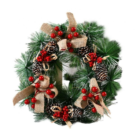 EFINNY Front Door PVC Unlit Christmas Hanging Wreath, 12.5" (Green)