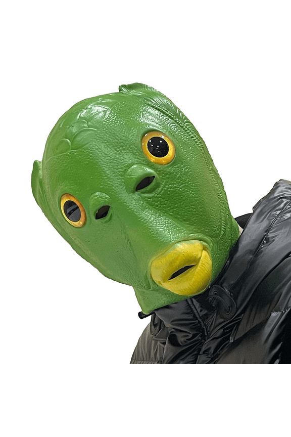 Green Head Silicone Fish Head Funny Costume Mask, for Adult