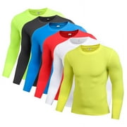 EFINNY Men Boy Long Sleeve Compression Under Base Layer Tight Sports Top T-Shirts