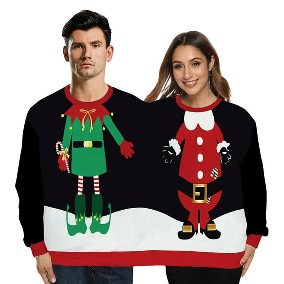 EFINNY Mens and Womens Two Person Christmas Sweater Couple Sweatshirt