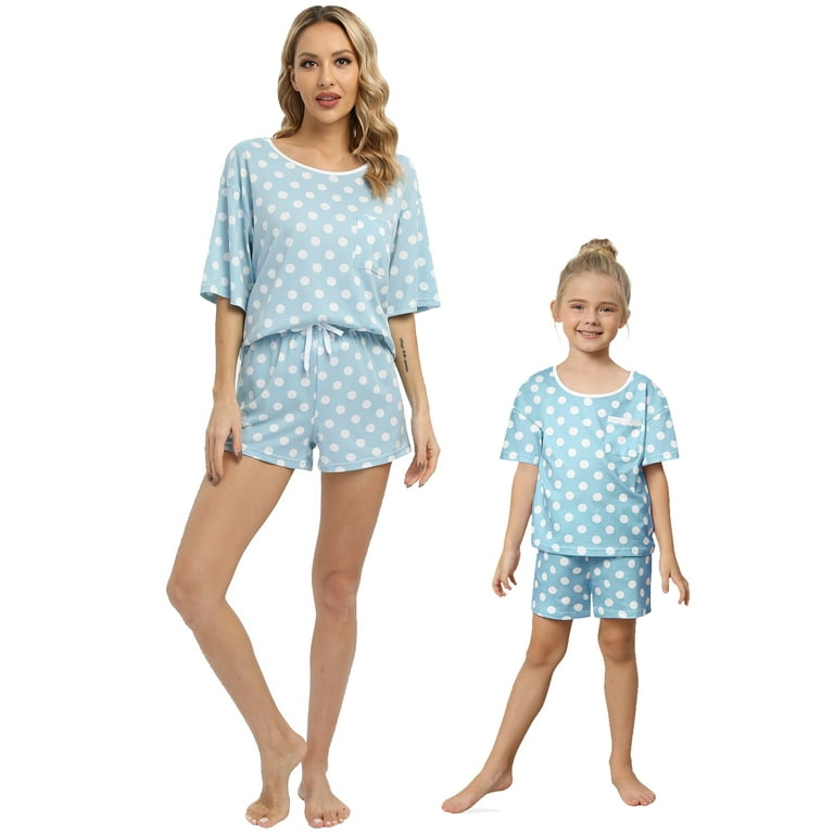 EFINNY Mommy Plus Size PJs and Daughter Matching Night Gowns Family Pajamas Set Polka Dot 2PCs S XXL Walmart