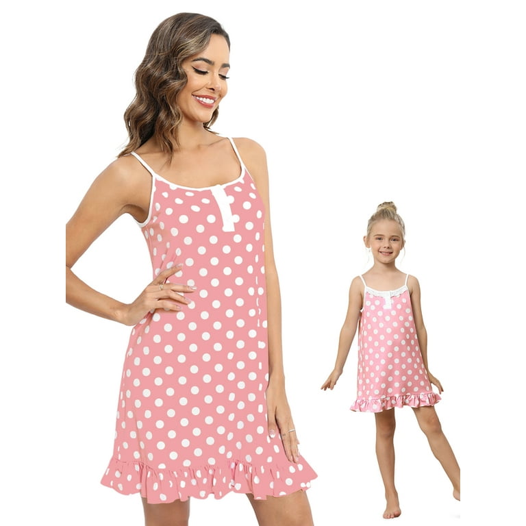 EFINNY Nightgowns Mom and Daughter Matching Family Sleeveless