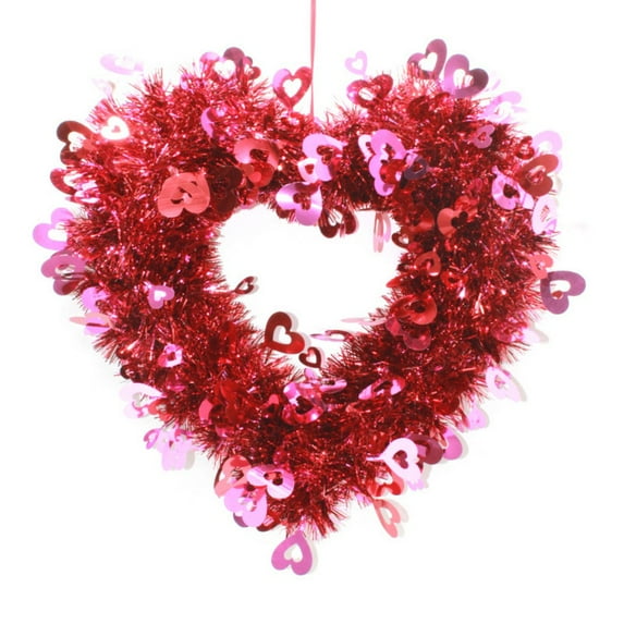 EFINNY Valentine's Day Wreath, Heart Shaped Wreath for Front Door Valentines Door Wreath for Indoor Outdoor Home Wedding Party Decorations