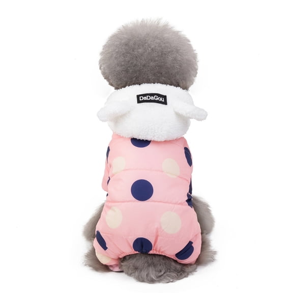 EFINNY Waterproof Winter Warm Pet Dog Clothes Polka Dots Plush Down Coat Jacket Jumpsuit Puppy Clothes Small Dog Chihuahua Costume