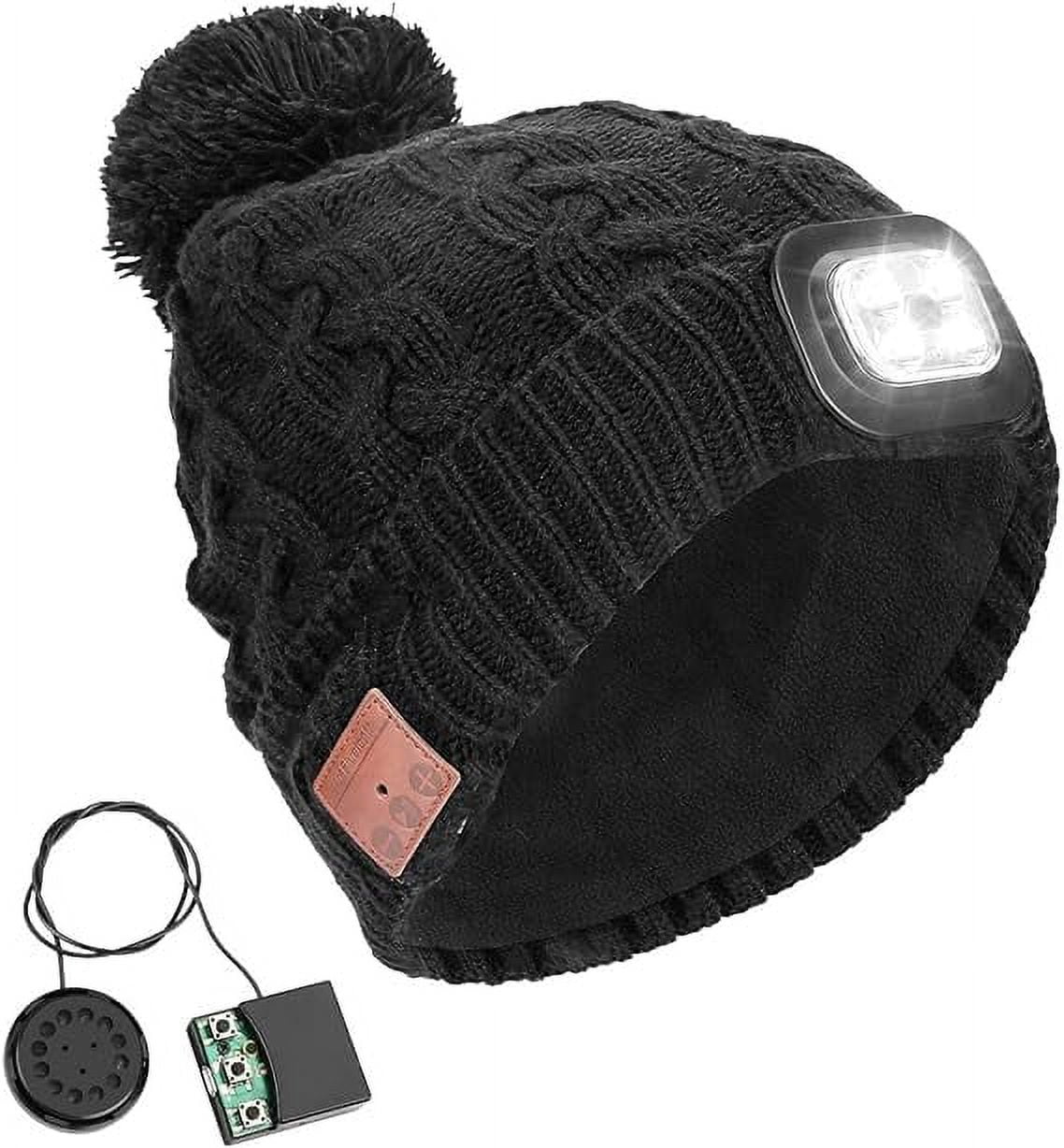 EFINNY Wireless Beanie Hat with LED Headlight Handsfree Winter Warm