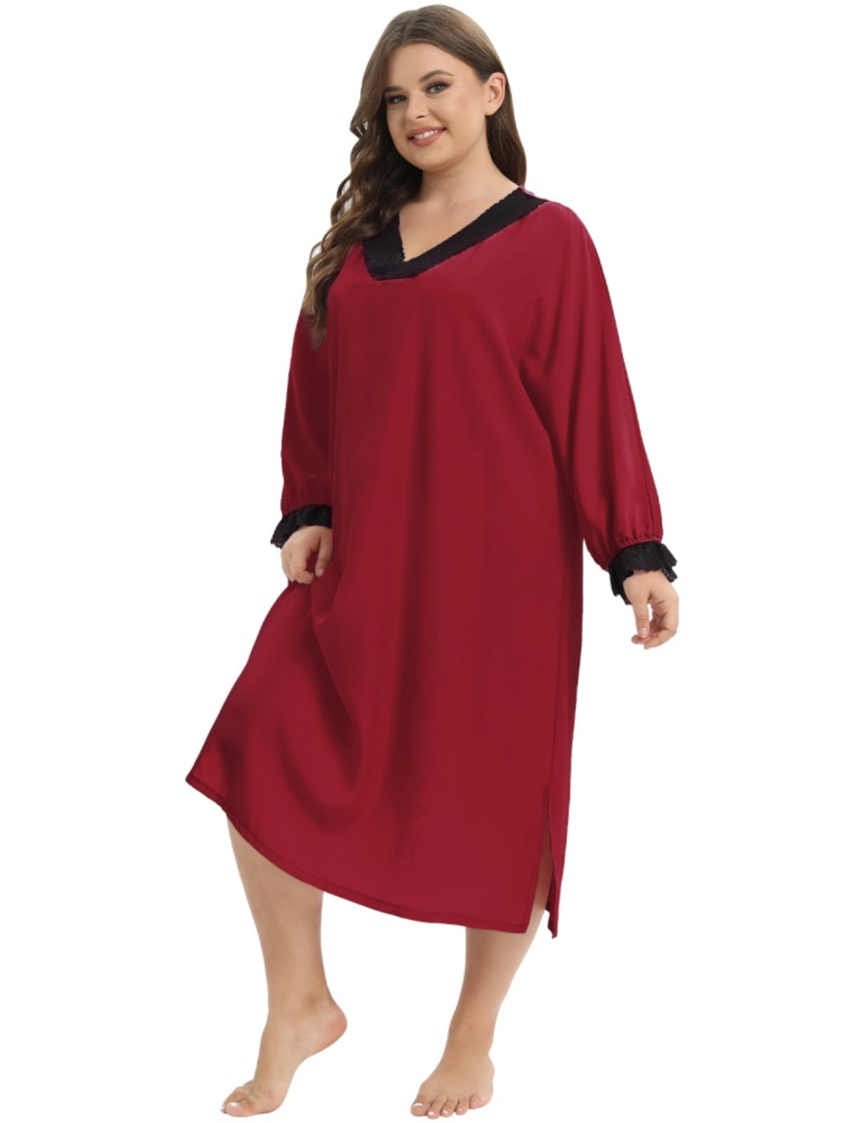 Lace Trim Plus Size Pajamas Set