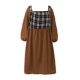 thumbnail image 1 of EFINNY Women Plus Size Square Neck Long Sleeve Plaid Dress, 1 of 4