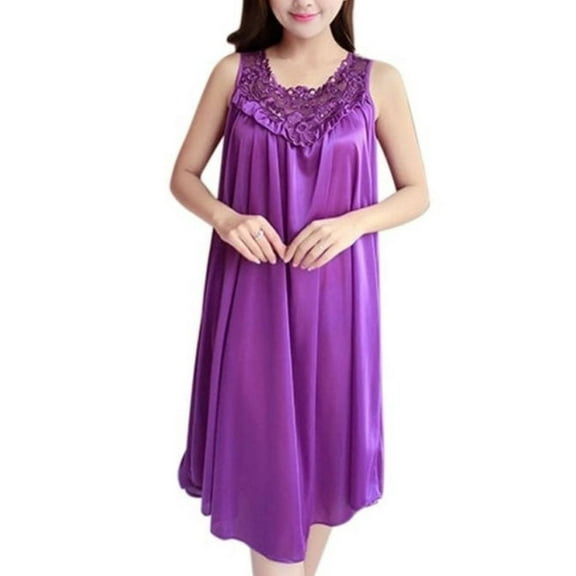 EFINNY Women Satin Lace Pajamas Nightdress Lingerie Lace Sleepwear
