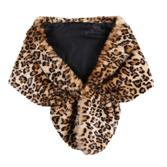 EFINNY Women Winter Warm Faux Fox Fur Shawl Stole Shrug