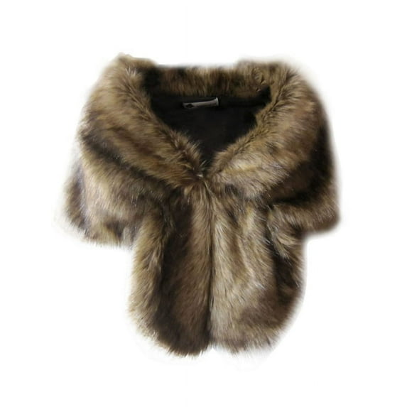 EFINNY Women Winter Warm Faux Fox Fur Shawl Stole Shrug