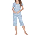 thumbnail image 1 of EFINNY Women's 2 Pcs Printed Loungewear Set Short Sleeve Five-Point Pants Home Pajamas Set With Pockets, 1 of 6