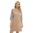 thumbnail image 1 of EFINNY Women's 3/4 Sleeve Nightgowns Contrast Color Nightdress Round Neck Nightshirt Comfy Cotton Sleepshirt S-3XL, 1 of 7