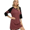 thumbnail image 1 of EFINNY Women's 3/4 Sleeve Nightgowns Contrast Color Nightdress Round Neck Nightshirt Comfy Cotton Sleepshirt S-3XL, 1 of 8