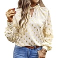 thumbnail image 1 of EFINNY Women's Bronzing Long sleeve V neck shirts Lady Casual Top, 1 of 8