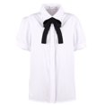 thumbnail image 1 of EFINNY Women's Chiffon Shirts Bow Tie Neck Short Sleeve Button down Blouse Elegant Business White Shirts Casual Tops for Ladies and Student, 1 of 8