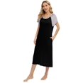 thumbnail image 1 of EFINNY Women's Comfy Cotton Nightgown Color Blocking Loungewear Mid-Length Nightdress Short Sleeve Home Wear with Pockets, 1 of 7