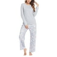 thumbnail image 1 of EFINNY Women's Cotton Imitation Pajama Two Piece Set Long Sleeved Top Printed Pants Home Wear, 1 of 6