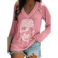 thumbnail image 1 of EFINNY Women's Fashion Long Sleeve Tee Shirts Halloween V-Neck Skull Print Funny Blouse Sweatshirts Pullover Tops Plus Size,S-5XL, 1 of 4