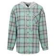 thumbnail image 1 of EFINNY Women's Long Sleeve Flannel Shirts Plaid Hoodie Jacket Button Down Blouse Tops, 1 of 8
