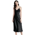 thumbnail image 1 of EFINNY Women's Nightdress Lace Satin Lingerie Long Chemises Deep V Neck Nightgown Sexy Long Sleep Dress Sleeveless, 1 of 6