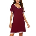thumbnail image 1 of EFINNY Women's Nightdress Nightgown V Neck Sleep Shirt Contrast Color Loungewear Short Sleeve, 1 of 8