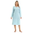 thumbnail image 1 of EFINNY Women's Nightgown Long Sleeve Soft Comfy Sleepwear Henley Neck Button Down Nightdress Retro Polka Dot Mid-Length Nightshirt,S, 1 of 6