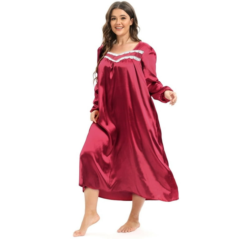 EFINNY Women's Nightgown Satin Silk Night Dress Soft and
