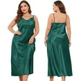 thumbnail image 1 of EFINNY Women's Plus Size Imitation Silk Suspenders Long Nightdress Breathable Casual Pajamas, 1 of 6