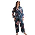 thumbnail image 1 of EFINNY Women's Plus Size Printed Robe Pajamas Set Cardigans Lace-up Nightgowns Casual Loose Home Wear Suit, 1 of 6