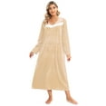 EFINNY Women's Soft Velvet Nightgown Long Sleeve Sleepdress Full Length