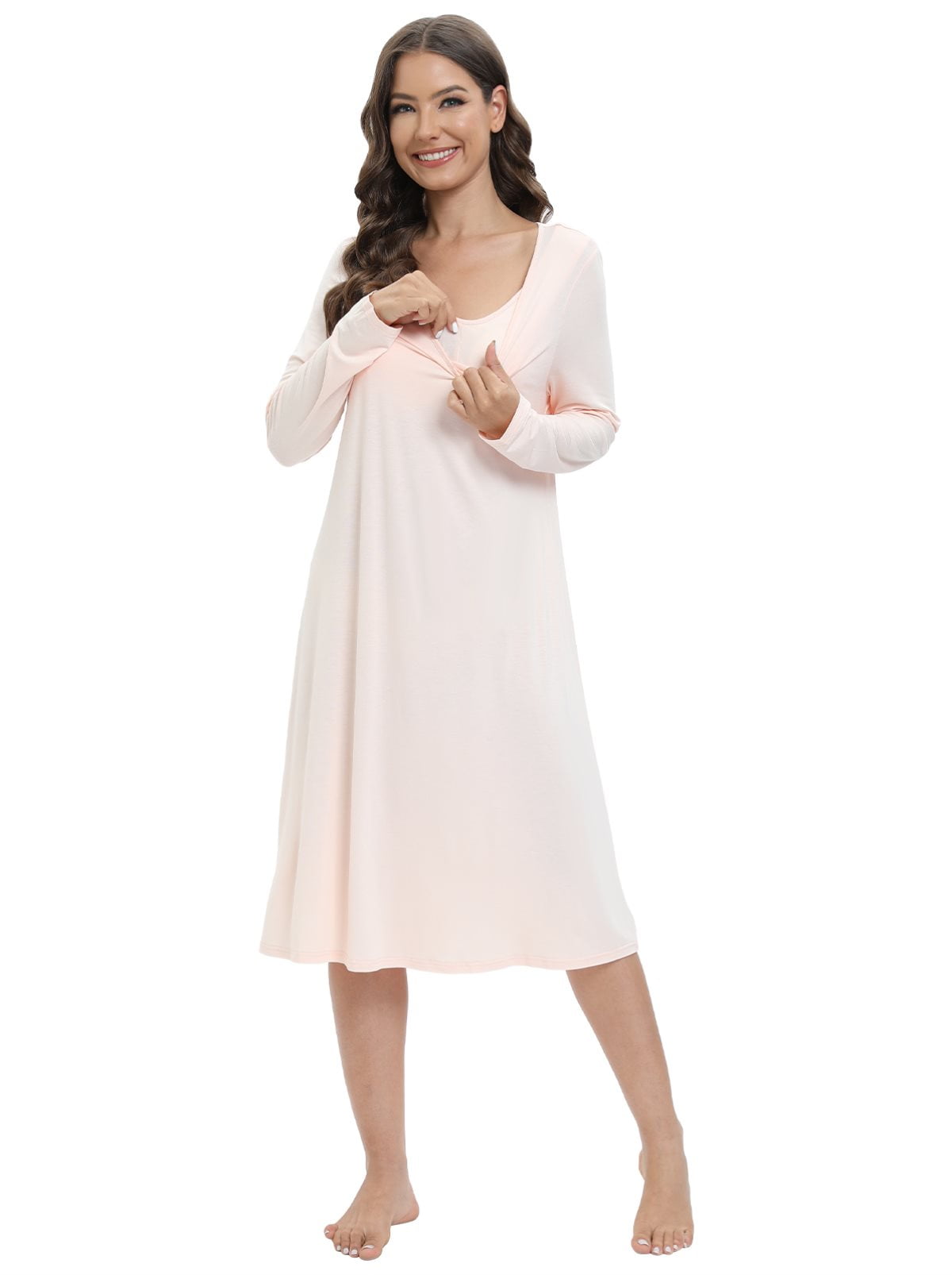 EFINNY Women s Super Soft Modal Nightgown Long Sleeve Sleepwear