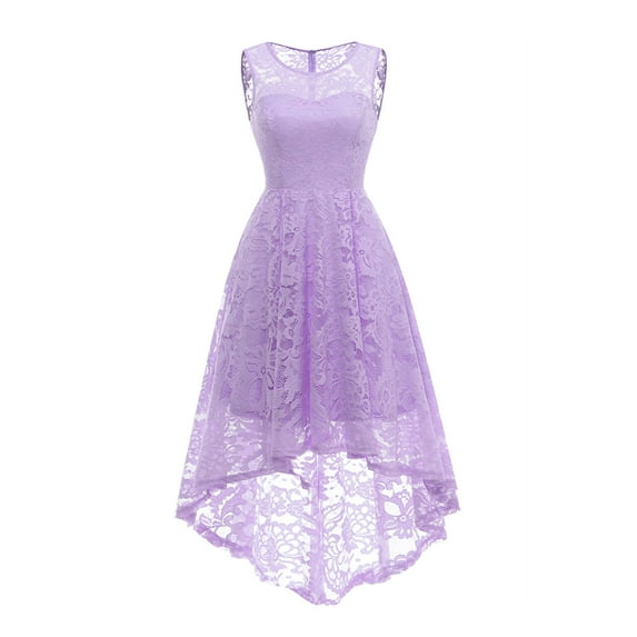 EFINNY Women's Vintage Floral Lace Sleeveless Cocktail Dress Elegant Formal Hem Asymmetrical Party Swing Dresses