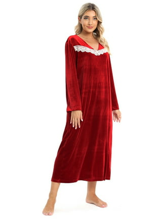 WBQ Nightgown Long Women's Long Sleeve Sleepwear Full Length