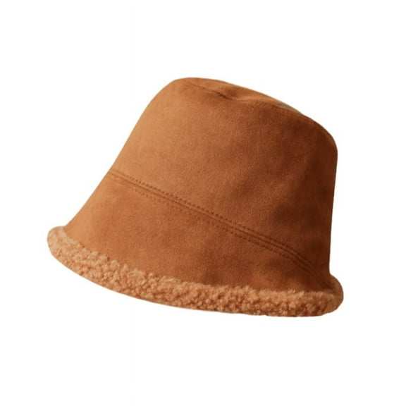 EFINNY Women's Winter Bucket Hat Keep Warm Double Sided Wearing Basin Lamb Hair Autumn And Winter