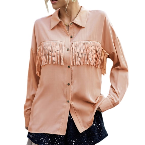 EFINNY Womens Button Down Shirt Long Sleeve Solid Color Blouse