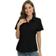 EFINNY Womens Button Down Shirts Short Sleeve Work Dress Shirts, Ladies V Neck Collared Business