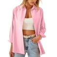 thumbnail image 1 of EFINNY Womens Casual Button Down Shirts Comfy Long Sleeve V Neck Lapel Blouses Top, 1 of 6