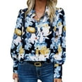 thumbnail image 1 of EFINNY Womens Lapel Floral Printed Shirt Long Sleeve Button Down Shirt, 1 of 7
